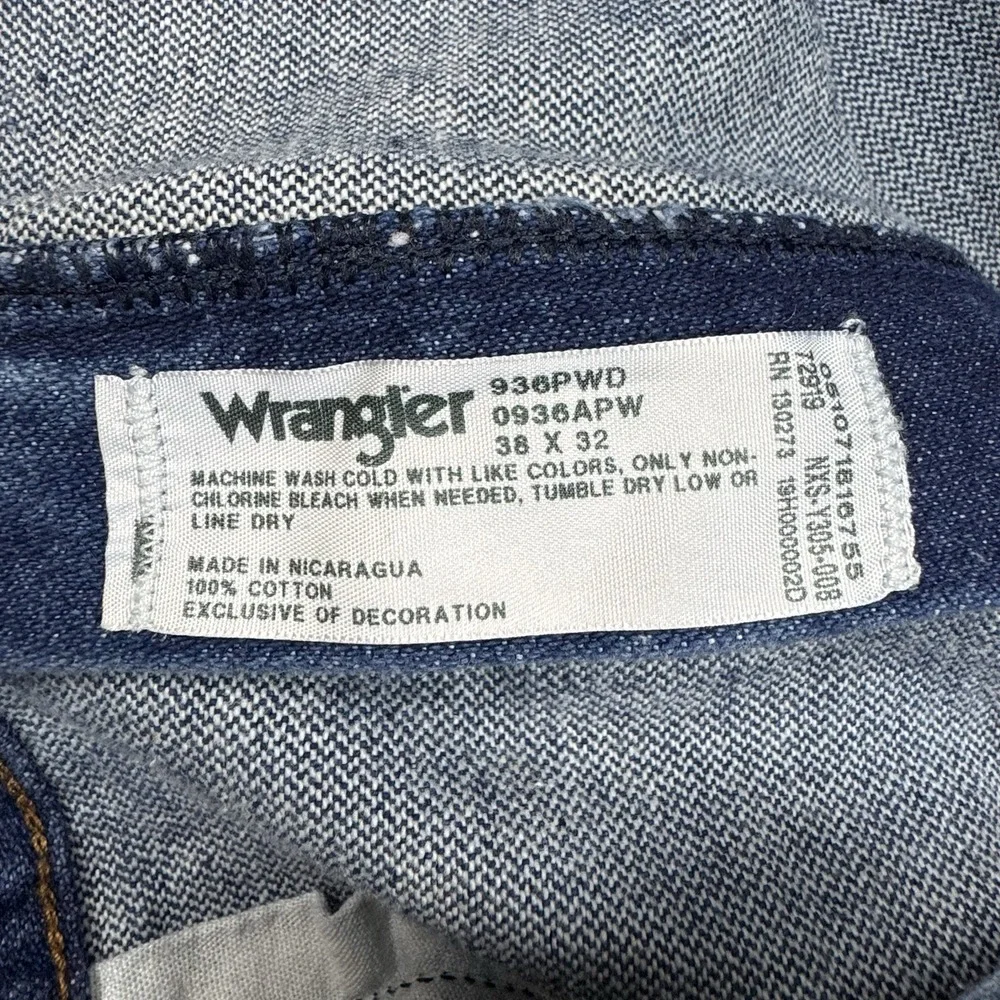 Wrangler Western Wear Jeans Men 38x32 Cotton Straight Denim‎ Cowboy Rodeo Indigo
